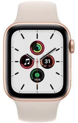 Apple  Watch SE (2020) - 32GB - Cellular + GPS - 40mm - Gold - Aluminum - Starlight - Sport Band - Rubber - Excellent (Grade A)