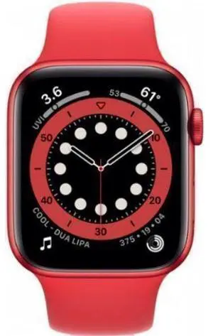 Apple  Watch Series 6 - 32GB - Red-Aluminum-Sport Band-Red - GPS - 44mm - Red - Aluminum - Red - Sport Band - Rubber - Excellent (Grade A)