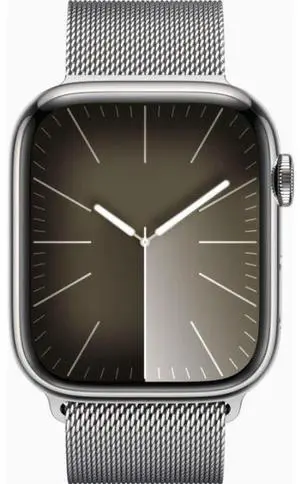 Apple  Watch Series 9 - 64GB - Cellular + GPS - 41mm - Silver - Stainless Steel - Silver - Milanese Loop Band - One Size - Stainless Steel - Excellent (Grade A)