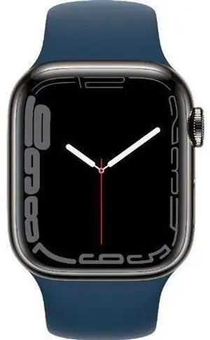 Apple  Watch Series 7 - 32GB - Cellular + GPS - 45mm - Graphite - Stainless Steel - Abyss Blue - Sport Band - Rubber - Acceptable (Grade C)