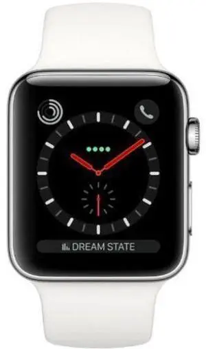 Apple Watch Series 3 Stainless Steel 38mm (GPS + Cellular) White Sport Band - 16GB - Silver - Excellent (Grade A)