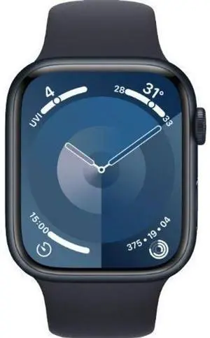 Apple  Watch Series 9 - 64GB - Cellular + GPS - 45mm - Midnight - Aluminum - Midnight - Sport Band - One Size - Rubber - Acceptable (Grade C)