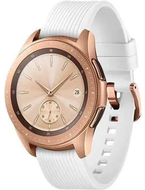 Samsung  Galaxy Watch - 4GB - Rose Gold-Stainless Steel-Silicone Strap-White - Bluetooth - 42mm - Rose Gold - Stainless Steel - White - Silicone Strap - Silicone - Acceptable (Grade C)