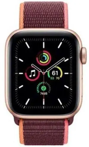 Apple  Watch SE 1st Gen (2020) - 32GB - Cellular + GPS - 40mm - Gold - Aluminum - Plum - Sport Loop Band - Rubber - Acceptable (Grade C)