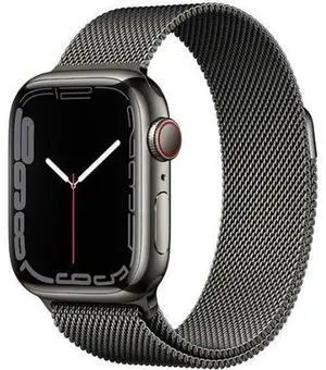 Apple  Watch Series 7 - 32GB - Cellular + GPS - 41mm - Graphite - Stainless Steel - Graphite - Milanese Loop Band - Stainless Steel - Good (Grade B)