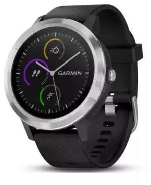 Garmin  Vivoactive 3 Smartwatch - 30.4mm - Silver - Fiber-reinforced Glass - White - Silicone Strap - Silicone - Acceptable (Grade C)