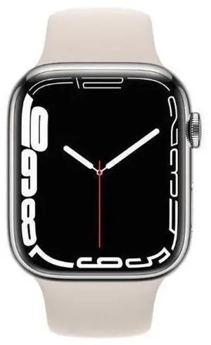 Apple  Watch Series 7 - 32GB - Silver-Stainless Steel-Sport Band-Starlight - Cellular + GPS - 41mm - Silver - Stainless Steel - Starlight - Sport Band - Rubber - Excellent (Grade A)