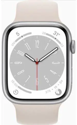 Apple  Watch Series 8 - 32GB - Cellular + GPS - 45mm - Silver - Aluminum - Starlight - Solo Loop Band - Rubber - Premium