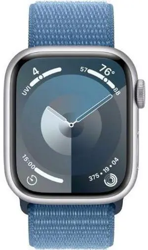 Apple  Watch Series 9 - 64GB - GPS - 41mm - Silver - Aluminum - Winter Blue - Sport Loop - One Size - Rubber - Good (Grade B)