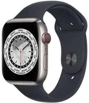 Apple  Watch Series 7 - 32GB - Cellular + GPS - 41mm - Titanium - Titanium - Midnight - Sport Band - Rubber - Good (Grade B)