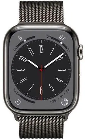 Apple  Watch Series 8 - 32GB - Cellular + GPS - 45mm - Graphite - Stainless Steel - Graphite - Milanese Loop Band - Stainless Steel - Good (Grade B)