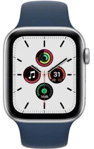 Apple  Watch SE 1st Gen (2020) - 32GB - Cellular + GPS - 40mm - Silver - Aluminum - Abyss Blue - Sport Band - Rubber - Premium