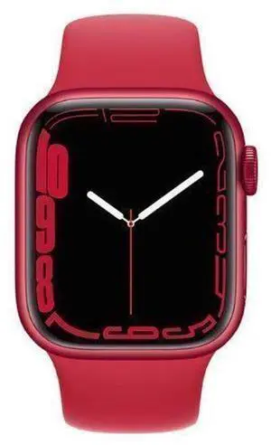 Apple  Watch Series 7 - 32GB - Red-Aluminum-Sport Band-Red - Cellular + GPS - 45mm - Red - Aluminum - Red - Sport Band - Rubber - Excellent (Grade A)