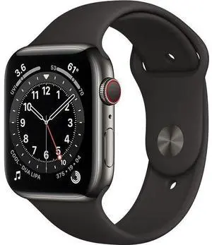 Apple  Watch Series 7 - 32GB - Graphite-Stainless Steel-Sport Band-Black - Cellular + GPS - 45mm - Graphite - Stainless Steel - Black - Sport Band - Rubber - Excellent (Grade A)