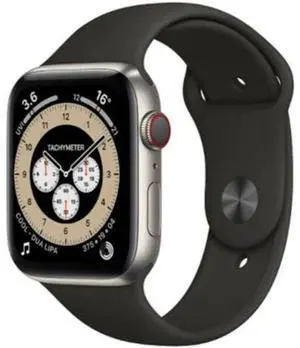 Apple  Watch Series 6 - 32GB - Cellular + GPS - 44mm - Titanium - Titanium - Black - Sport Band - Rubber - Good (Grade B)