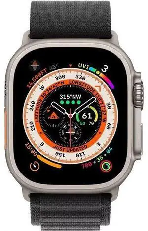 Apple  Watch Ultra - 32GB - Cellular + GPS - 49mm - Titanium - Titanium - Green - Alpine Loop Band - Large Size - Textile - Excellent (Grade A)