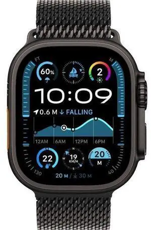 Apple  Watch Ultra 2 - 64GB - 49mm - Black - Titanium - Black - Titanium Milanese Loop Band - One Size - Textile - Excellent (Grade A)