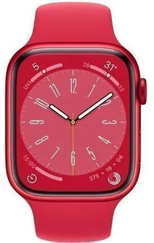 Apple  Watch Series 8 - 32GB - Red-Aluminum-Sport Band-Red - Cellular + GPS - 41mm - Red - Aluminum - Red - Sport Band - Rubber - Acceptable (Grade C)