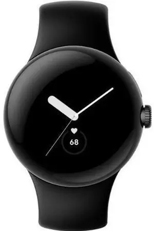 Google  Pixel Watch 1 - 32GB - Bluetooth + LTE - 41mm - Matte Black - Stainless Steel - Obsidian - Active Band - Fluoroelastomer - Good (Grade B)