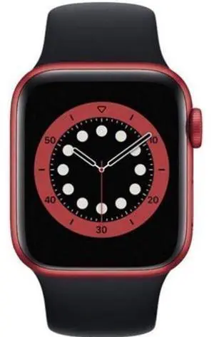 Apple  Watch Series 6 - 32GB - Cellular + GPS - 44mm - Red - Aluminum - Black - Sport Band - Rubber - Excellent (Grade A)