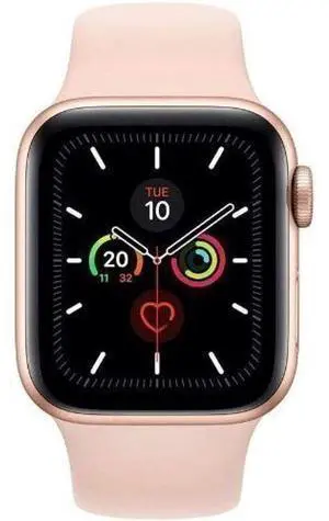 Apple  Watch Series 5 - 32GB - GPS - 44mm - Gold - Aluminum - Pink Sand - Sport Band - Rubber - Excellent (Grade A)