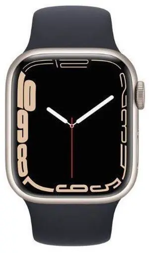 Apple  Watch Series 7 - 32GB - Starlight-Aluminum-Sport Band-Midnight - GPS - 41mm - Starlight - Aluminum - Midnight - Sport Band - Rubber - Good (Grade B)