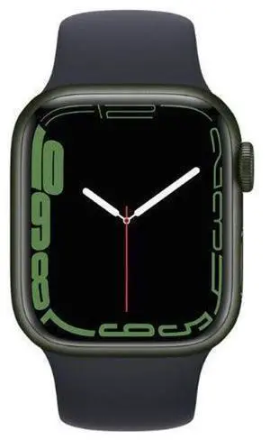 Apple  Watch Series 7 - 32GB - Green-Aluminum-Sport Band-Midnight - Cellular + GPS - 41mm - Green - Aluminum - Midnight - Sport Band - Rubber - Excellent (Grade A)