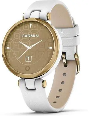 Garmin  Lily Classic Smartwatch - Light Gold-Fiber-reinforced polymer-Leather Strap-White - 25.4mm - Light Gold - Fiber-reinforced polymer - White - Silicone Strap - Silicone - 0.84 Inch - Premium (Re