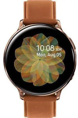Samsung  Galaxy Watch Active2 - 4GB - Bluetooth + LTE - 40mm - Gold - Stainless Steel - Brown - Leather Strap - Leather - Acceptable (Grade C)