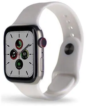 Apple  Watch Series 7 - 32GB - Titanium-Titanium-Sport Band-White - Cellular + GPS - 45mm - Titanium - Titanium - White - Sport Band - Rubber - Excellent (Grade A)