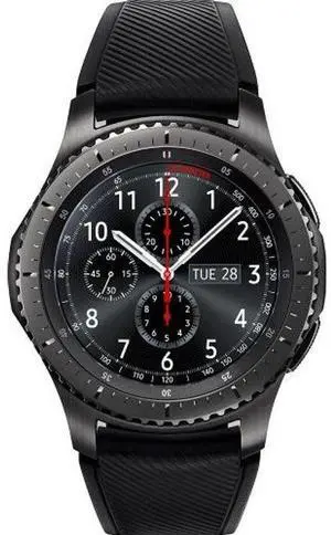 Samsung  Gear S3 Smartwatch - 4GB - Bluetooth + LTE - 46mm - Dark Gray - Frontier (Stainless Steel) - Black - Active Silicone Band - Silicone - Acceptable (Grade C)