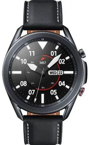 Samsung  Galaxy Watch3 - 4GB - Bluetooth + LTE - 45mm - Mystic Black - Stainless Steel - Black - Leather Strap - Titanium - Premium