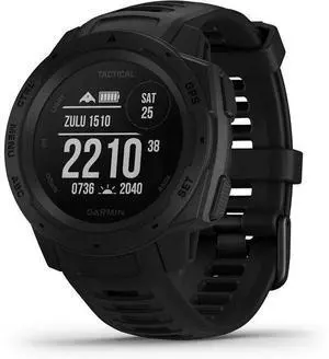 Garmin  Instinct Tactical GPS Watch - 45mm - Black - Fiber-reinforced Polymer - Black - Active Band - Silicone - Premium (Refreshed)