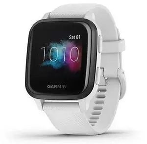 Garmin  Venu Sq Music Edition Smartwatch - 33.1mm - Slate Black - Fiber-reinforced Polymer - White - Silicone Strap - Silicone - Premium (Refreshed)