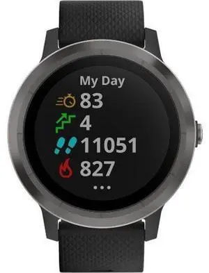 Garmin  Vivoactive 3 Smartwatch - 30.4mm - Slate - Fiber-reinforced Glass - Black - Silicone Strap - Silicone - Excellent (Grade A)