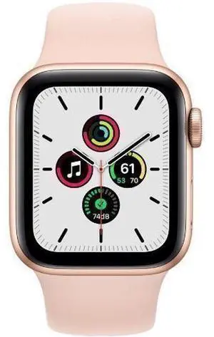 Apple  Watch SE (2020) - 32GB - Gold-Aluminum-Sport Band-Pink Sand - GPS - 40mm - Gold - Aluminum - Pink Sand - Sport Band - Rubber - Excellent (Grade A)