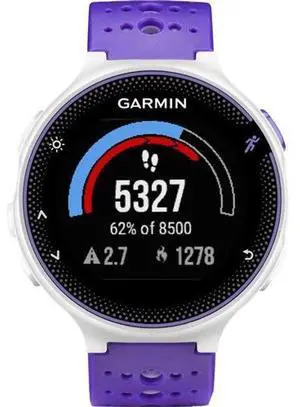Garmin  Forerunner 230 Smartwatch - 31.1mm - Silver/Purple - Glass - Purple Strike - Silicone Strap - Silicone - Excellent (Grade A)