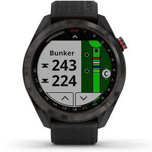 Garmin  Approach S42 GPS Golf Smartwatch - 64MB - 30.4mm - Gunmetal - Metal - Black - Silicone Band - Silicone - Acceptable (Grade C)