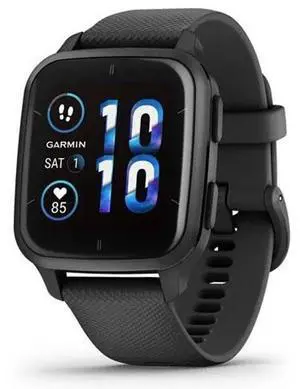 Garmin  Venu Sq 2 Music Edition Smartwatch - 20MM - Slate - Polymer - Black - Silicone - Silicone Band - Excellent (Grade A)