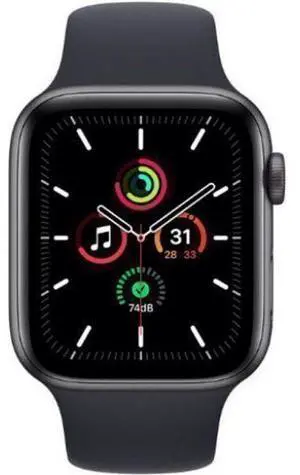 Apple  Watch SE 1st Gen (2020) - 32GB - Cellular + GPS - 44mm - Space Grey - Aluminum - Midnight - Sport Band - Rubber - Acceptable (Grade C)