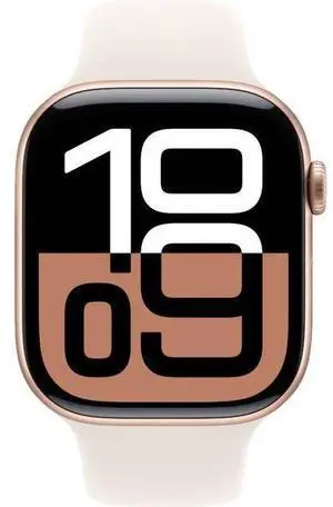 Apple  Watch Series 10 - 64GB - GPS - 42mm - Rose Gold - Aluminum - Starlight - Sport Band - One Size - Rubber - Acceptable (Grade C)