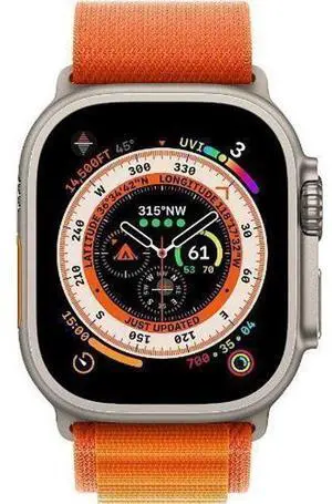 Apple  Watch Ultra - 32GB - Cellular + GPS - 49mm - Titanium - Titanium - Orange - Alpine Loop Band - Large Size - Textile - Acceptable (Grade C)