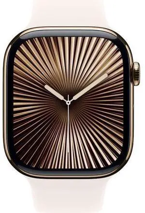 Apple  Watch Series 10 - 64GB - Cellular + GPS - 46mm - Gold - Titanium - Light Blush - Sport Band - M/L Size - Rubber - Premium