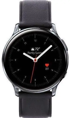 Samsung  Galaxy Watch Active2 - 4GB - Bluetooth - 40mm - Silver - Stainless Steel - Black - Leather Strap - Fluoroelastomer - Excellent (Grade A)