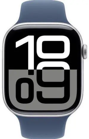 Apple  Watch Series 10 - 64GB - GPS - 42mm - Silver - Aluminum - Denim - Sport Band - One Size - Rubber - Acceptable (Grade C)