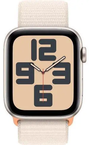 Apple  Watch SE 2nd Gen (2022) - 32GB - Cellular + GPS - 44mm - Starlight - Aluminum - Starlight - Sport Loop Band - Medium/Large Size - Rubber - Premium