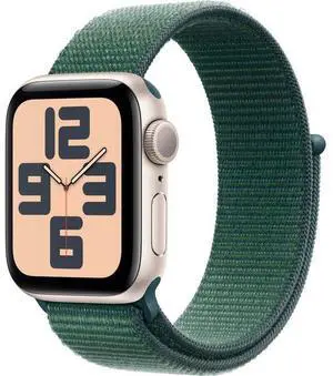Apple  Watch SE 2nd Gen (2022) - 32GB - Cellular + GPS - 40mm - Starlight - Aluminum - Lake Green - Sport Loop Band - One Size - Rubber - Premium