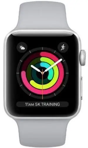 Apple  Watch Series 3 - 16GB - GPS - 38mm - Silver - Aluminum - Fog - Sport Band - Rubber - Good (Grade B)