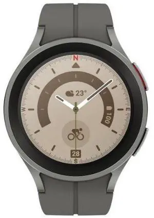 Samsung Galaxy Watch5 Pro - 16GB - Gray -Titanium-D-Buckle Sport Band-Gray - Gray  - Titanium - Gray - D-Buckle Sport Band - 45mm - Fluoroelastomer - Acceptable (Grade C)