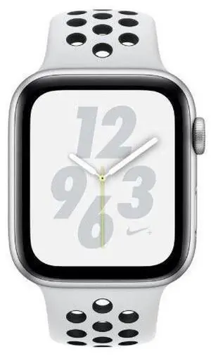 Apple  Watch Series 4 - 16GB - Silver-Nike (Aluminum)-Nike Sport Band-Pure Platinum/Black - Cellular + GPS - 44mm - Silver - Nike (Aluminum) - Pure Platinum/Black - Nike Sport Band - Rubber - Premium
